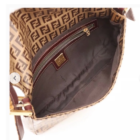 Authentic Fendi Zucchino Mamma Baguette Coating Canvas Shoulder bag Brown - Picture 6 of 12